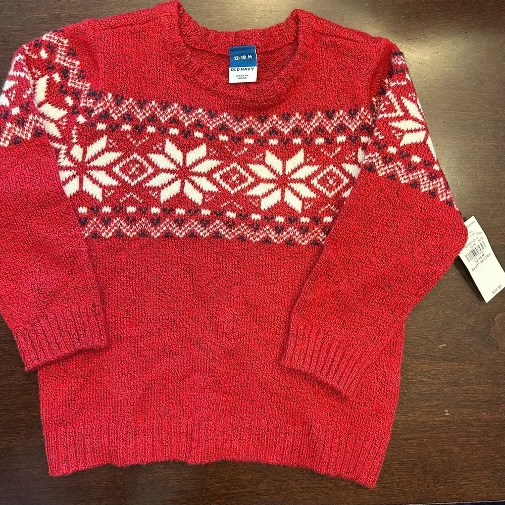 Old Navy Festive Red and White Sweater